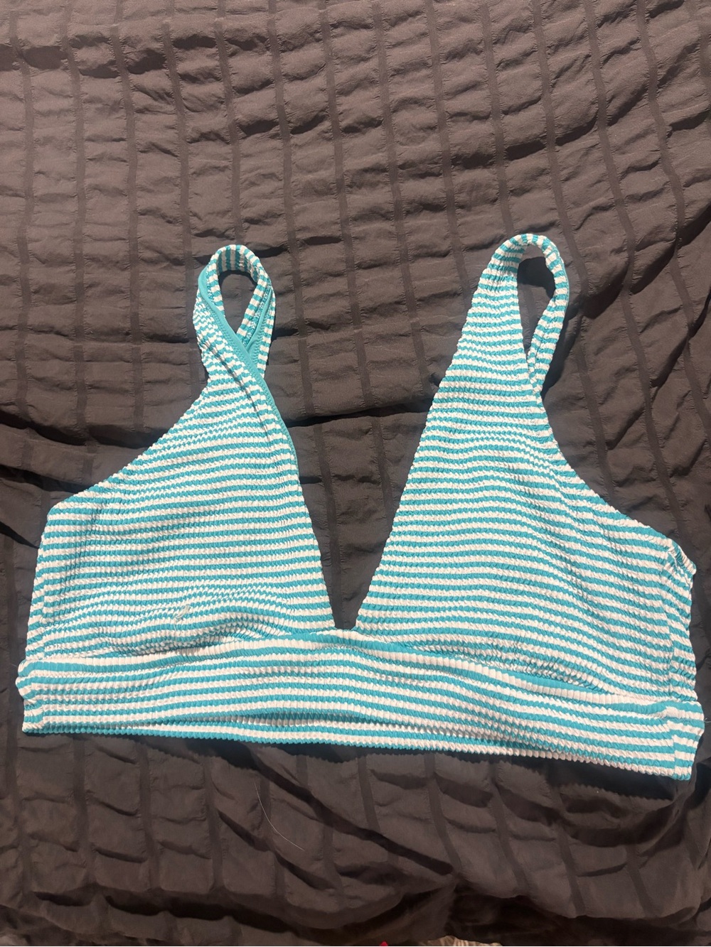 aerie Teal and White Striped Swim Bralette